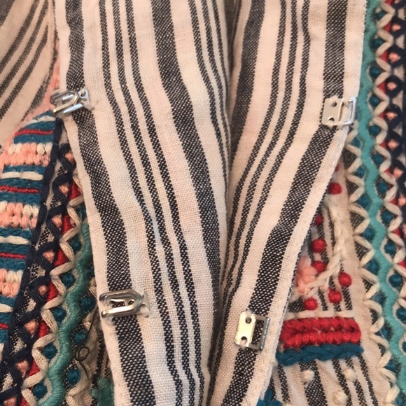 J Jill Love Linen Embroidered Striped Tunic Top Size M - Picture 5 of 11